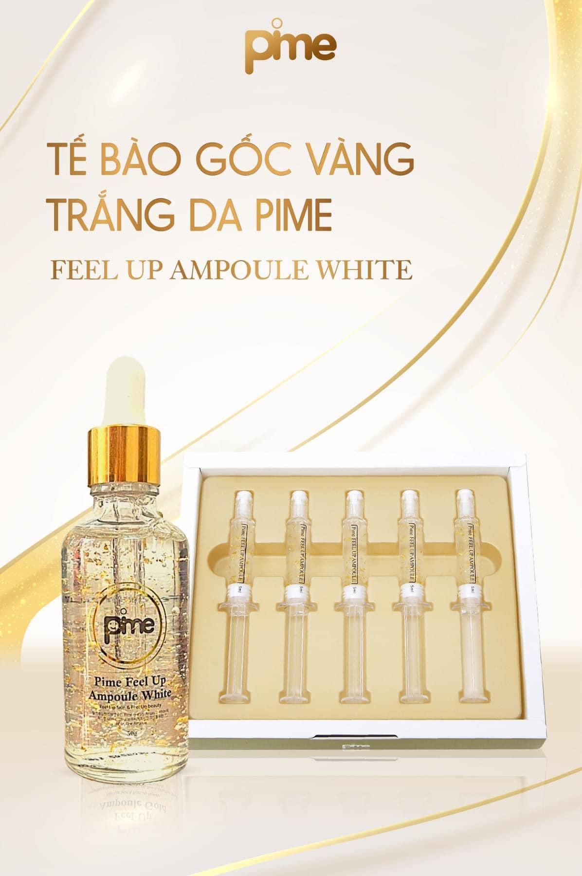 TẾ BÀO GỐC TRẮNG DA CĂNG BÓNG PIME FEEL UP AMPOULE WHITE DẠNG LỌ 50ML