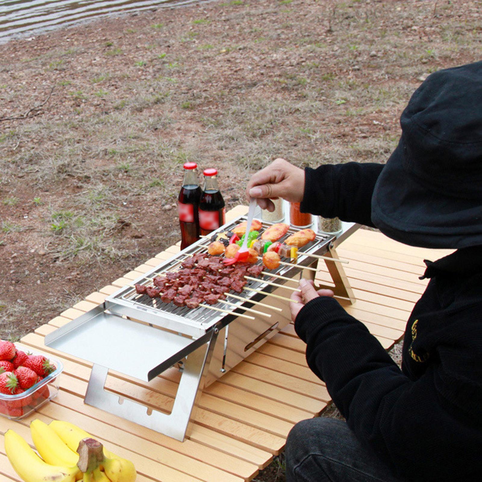 Grill Barbecue Grill Portable Adjustable Wood Burning Grills Folding Grill Tabletop Bbq Grill for Beach Camping Picnic