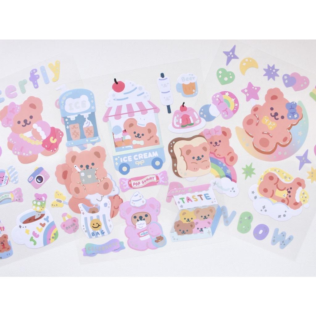 Tấm Sticker Hình Dán Gấu Twinkle Bear Kháng Nước