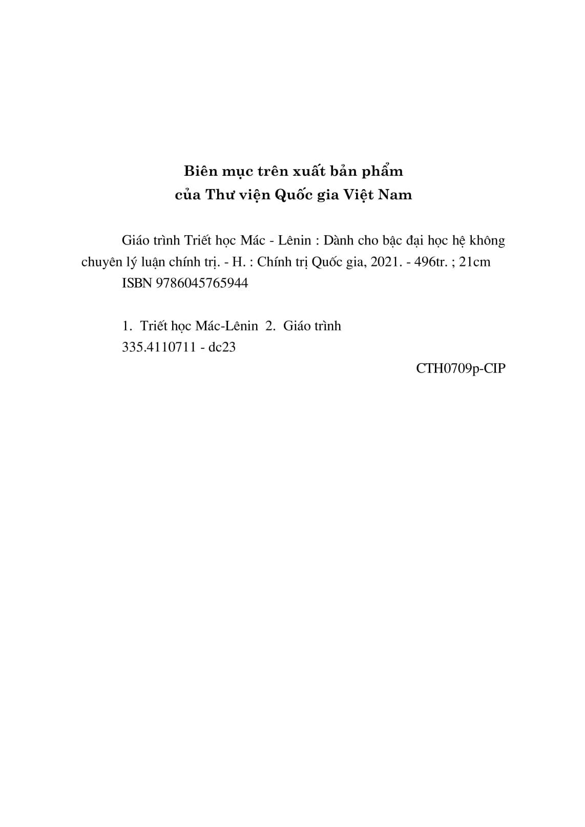 Sách - Giáo Trình Triết Học Mác - Lênin (Dành Cho Bậc Đại Học Hệ Không Chuyên Lý Luận Chính Trị)