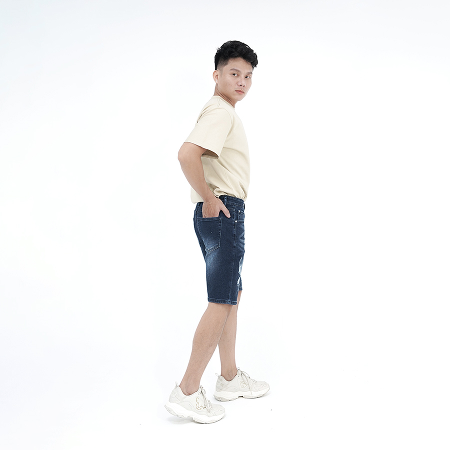 Quần Short Jeans Nam Rách Cao Cấp HUNTER X-RAYS  Form Slimfit Thun Màu Xanh S56