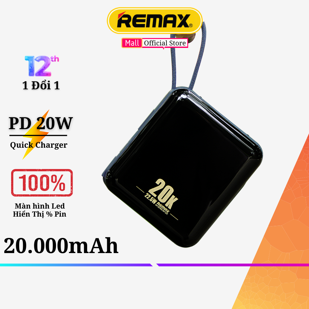 Sạc Dự Phòng Remax RPP-51 20000mAh Kèm cáp sạc - Sạc nhanh PD 20W Bảo Hàng Chính Hãng Remax 12 Tháng 1 Đổi 1