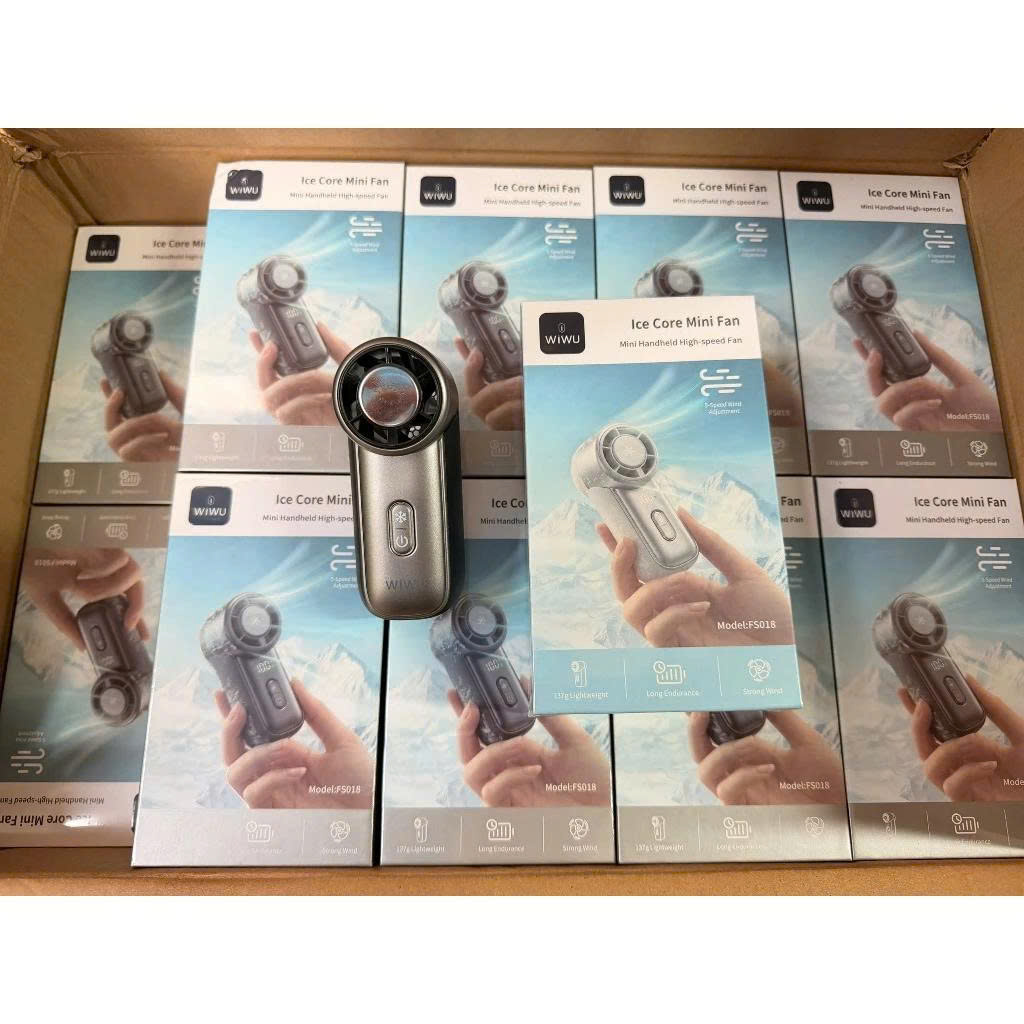 Quạt Tích Điện Cầm Tay Mini 3000mAh Wiwu FS018 Tích Hợp Sò Lạnh Hạ Nhiệt Mùa Hè - hàng chính hãng