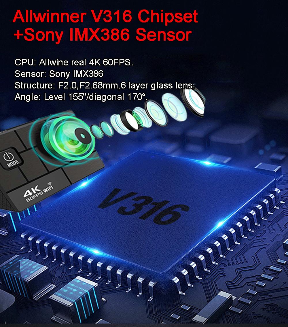 Máy ảnh hành động mũ bảo hiểm Ultra HD 4K 60fps 170D 24MP 2.0 LCD EIS WiFi 30M Điều khiển từ xa không thấm nước ngoài trời