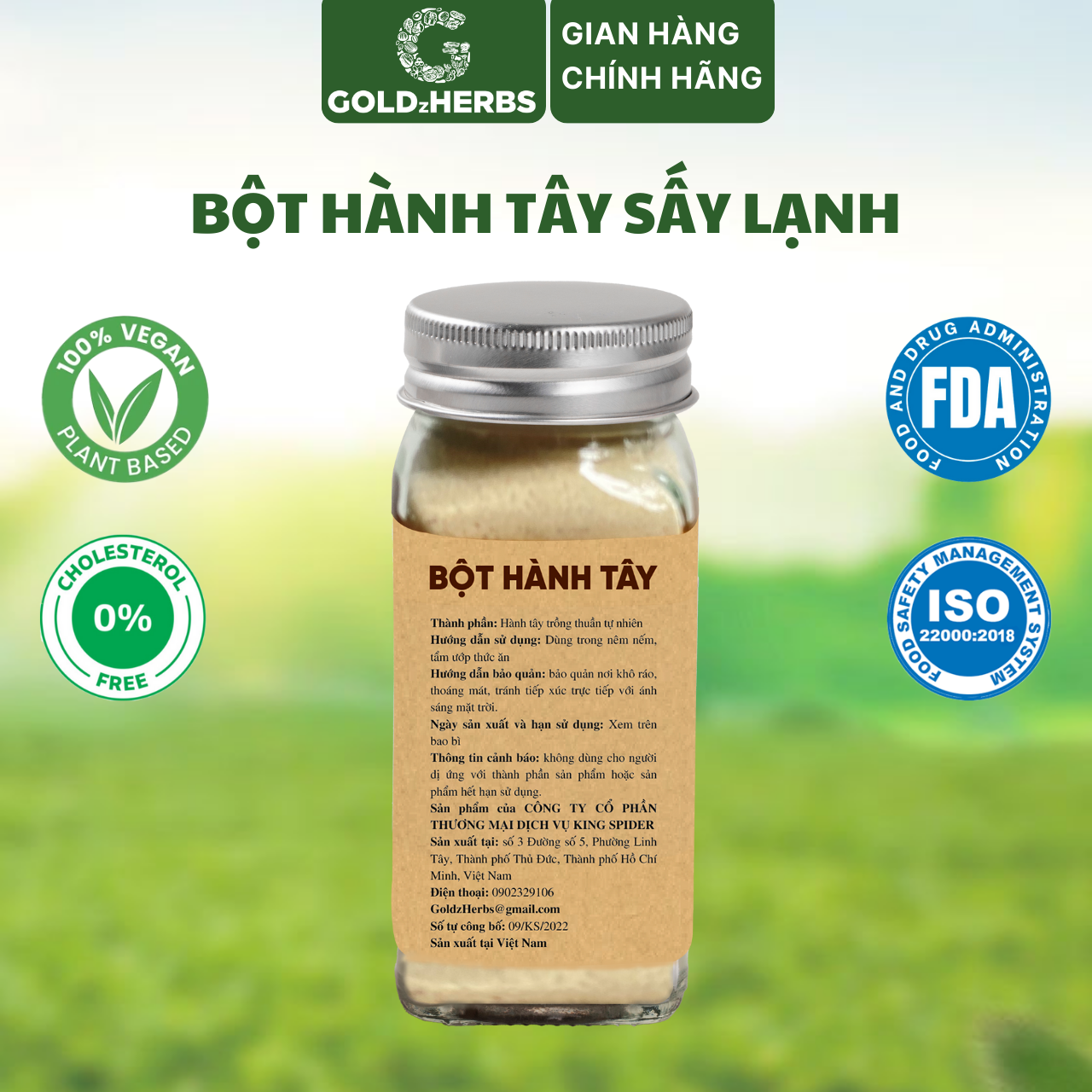 Bột Hành Tây Sấy Lạnh Goldzherbs – Hũ 50g