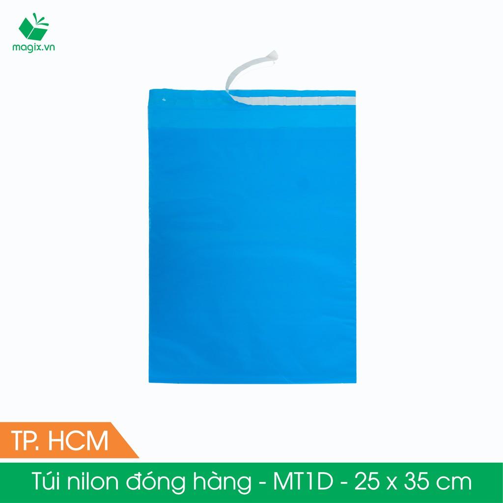 MT1D - 25x35 cm - Túi nilon gói hàng - 100 túi niêm phong đóng hàng màu xanh dương