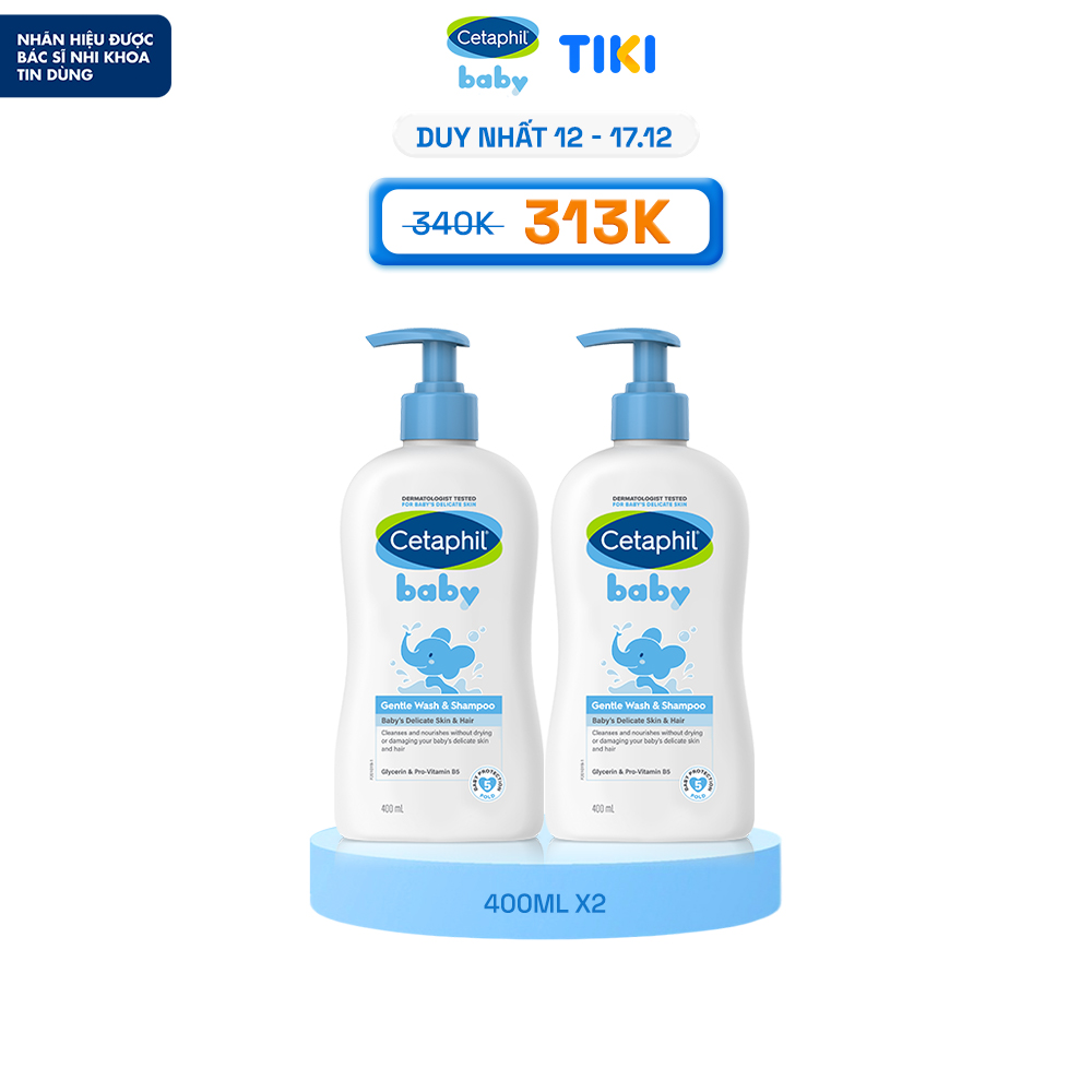 Combo 2 Sữa tắm gội dịu lành cho bé Cetaphil Baby Gentle Wash & Shampoo 230ml/chai