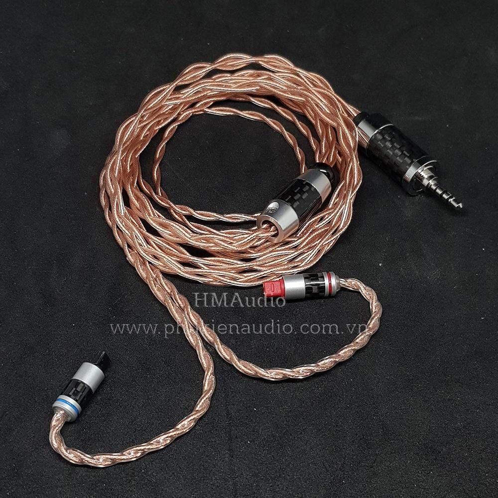 Dây tai nghe đồng 7N OCC Litz 24AWG đường kính dây đơn 1.2mm tết 4 sợi - Connetor IM01/02/03 IM50/70 A2DC IE80/80s IE40Pro IE100/400/500 IE300/900 2Pin MMCX