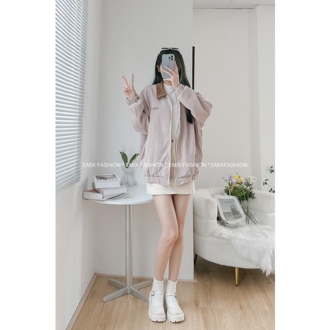 Áo khoác polo EMIX, áo mùa đông phối cổ nhung, dài tay, freesize dưới 60kg 954