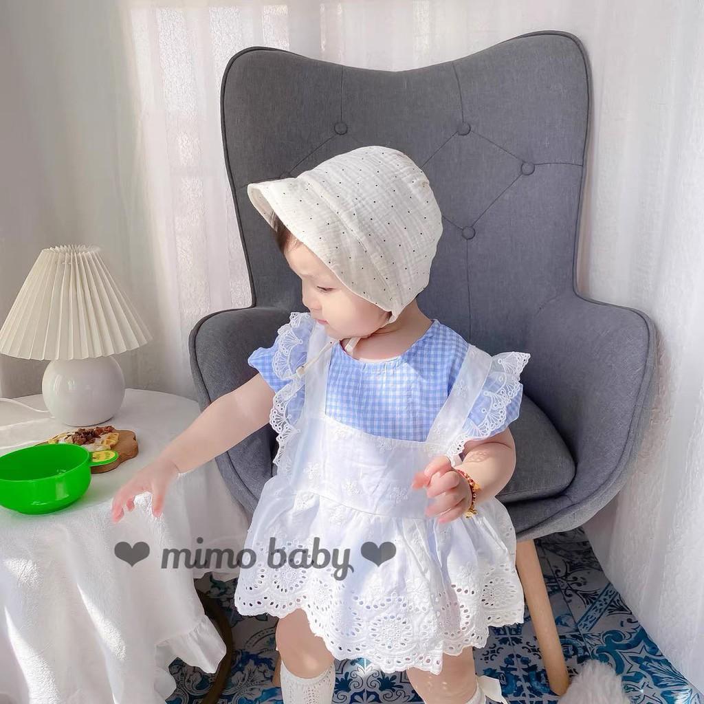 Mũ tiểu thư vải đũi vintage cho bé (0-12m)