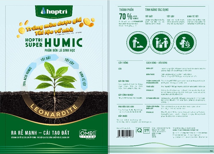 Phân Bón Lá Sinh Học Super Humic Hợp Trí - Gói 1kg - Đất Phú Tơi Xốp, Ra Rễ Mạnh, Cải Tạo Đất, Tăng Hấp Thu Phân Vô Cơ VTNN Nông Điền Trang