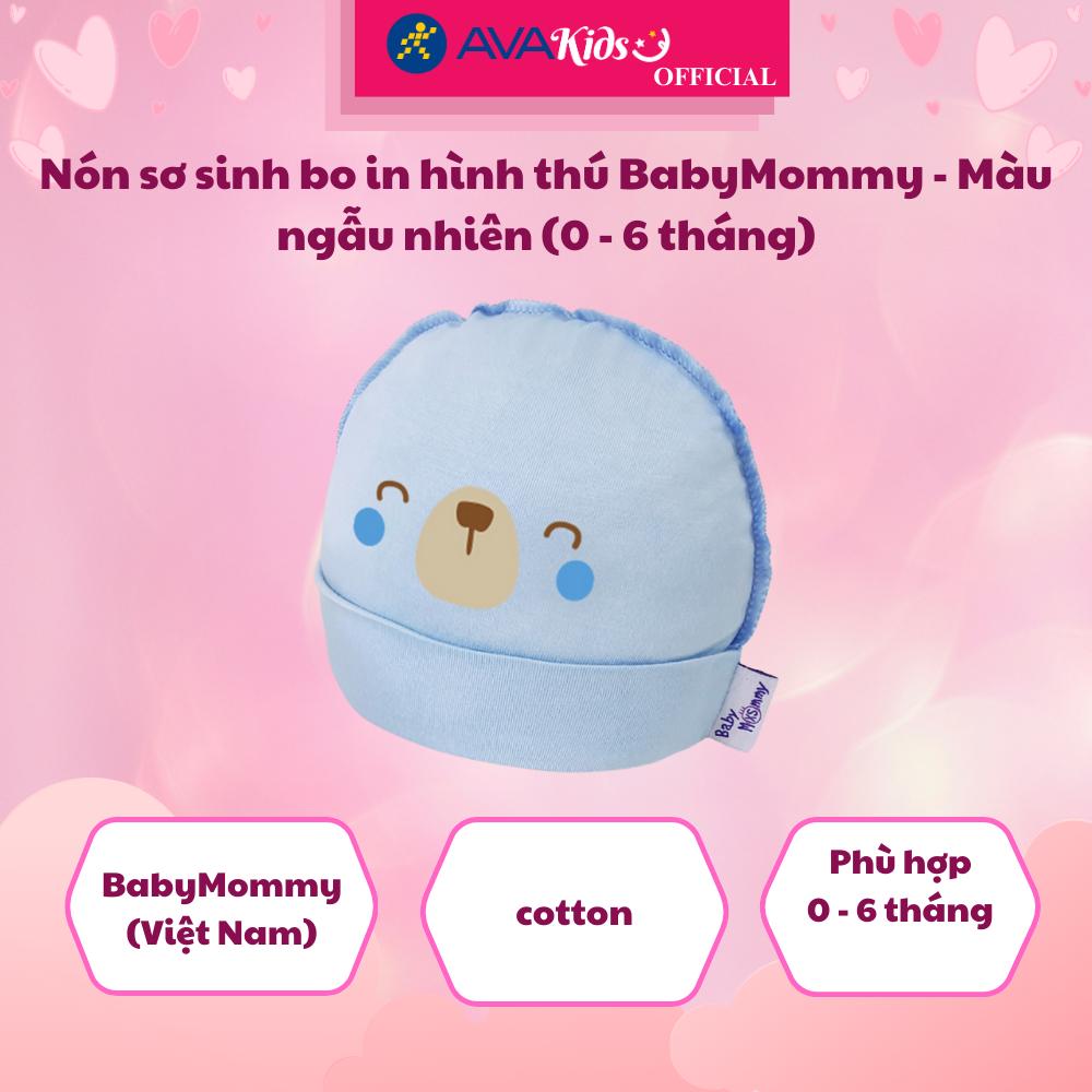 Nón sơ sinh bo in hình thú BabyMommy - Màu ngẫu nhiên (0 - 6 tháng)