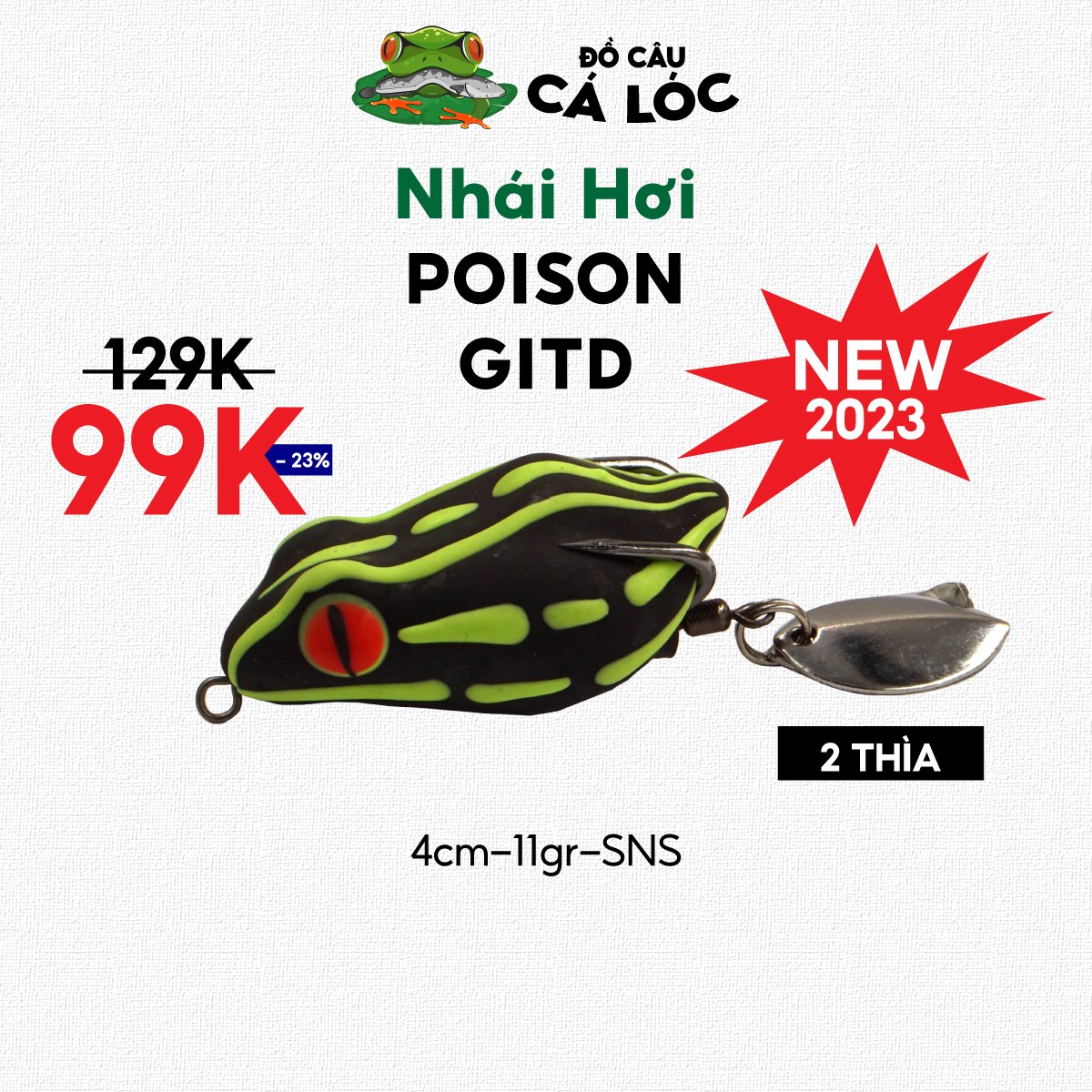 NHÁI HƠI CHÌM POISON GITD - Mồi giả Thái Lan câu lure cá Lóc giá rẻ siêu nhạy - 3.5CM/11GR