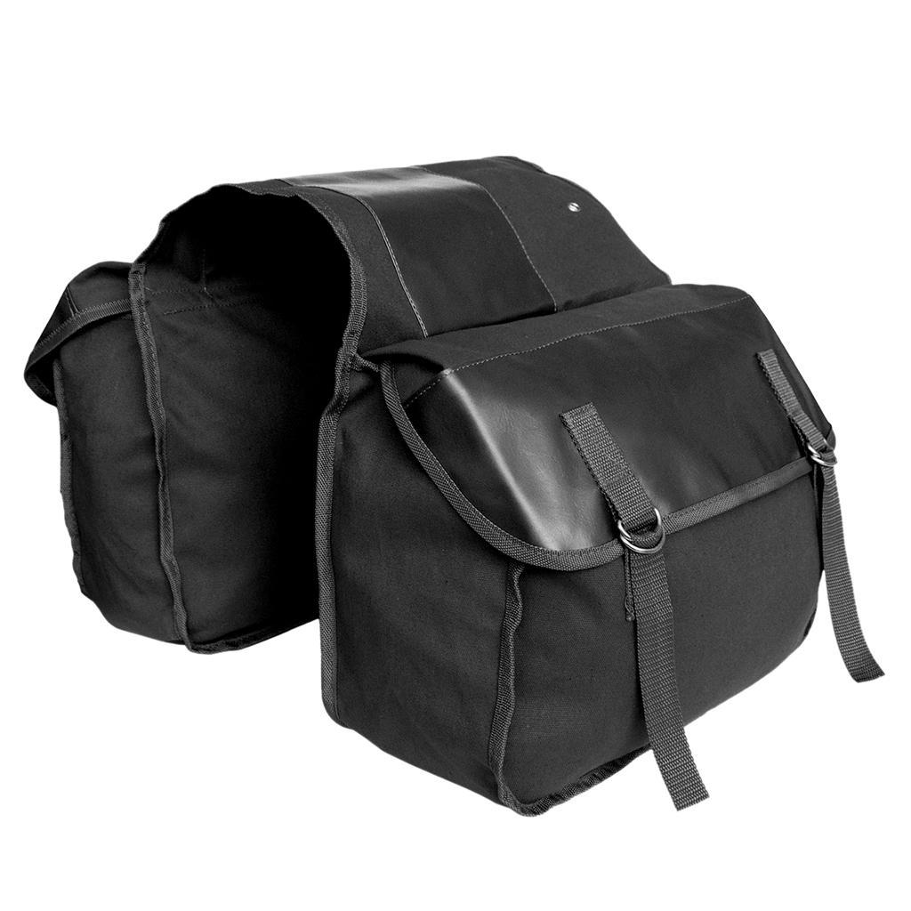 Cycling Double Panniers Bike Rear Seat Saddle Carrier Bags Black