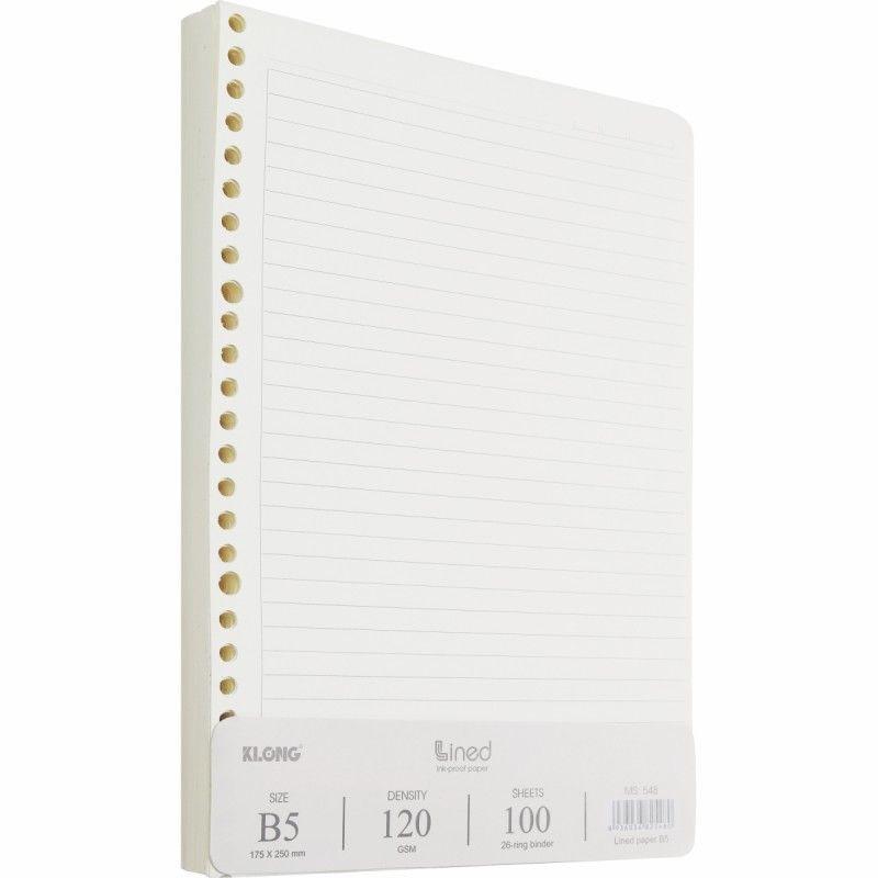 Ruột sổ còng kẻ ngang KLONG B5 120/76 - 100 tờ ; MS: 548