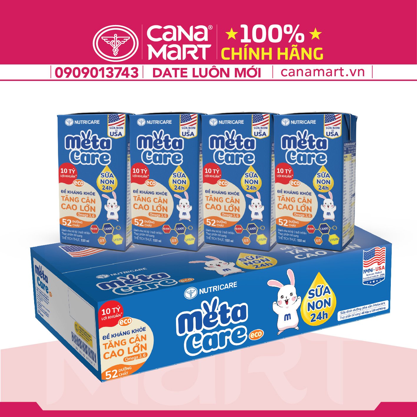 Hình ảnh Thùng sữa nước Nutricare Metacare ECO giúp trẻ phát triển toàn diện (110ml)
