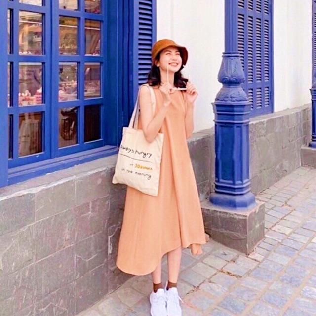 Đầm váy suông hồng ruốc
