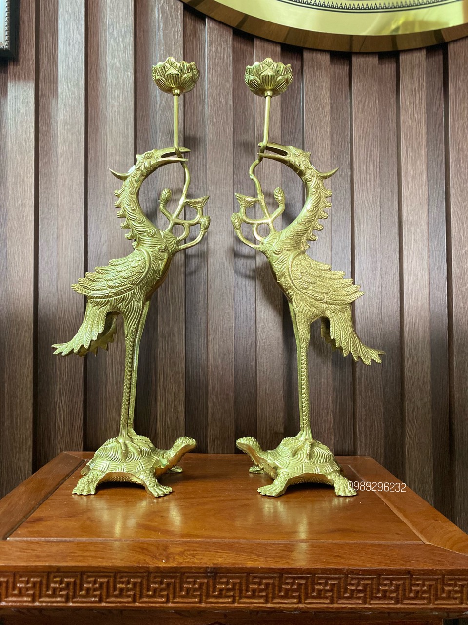 Đôi Hạc thờ bằng đồng cao 42cm