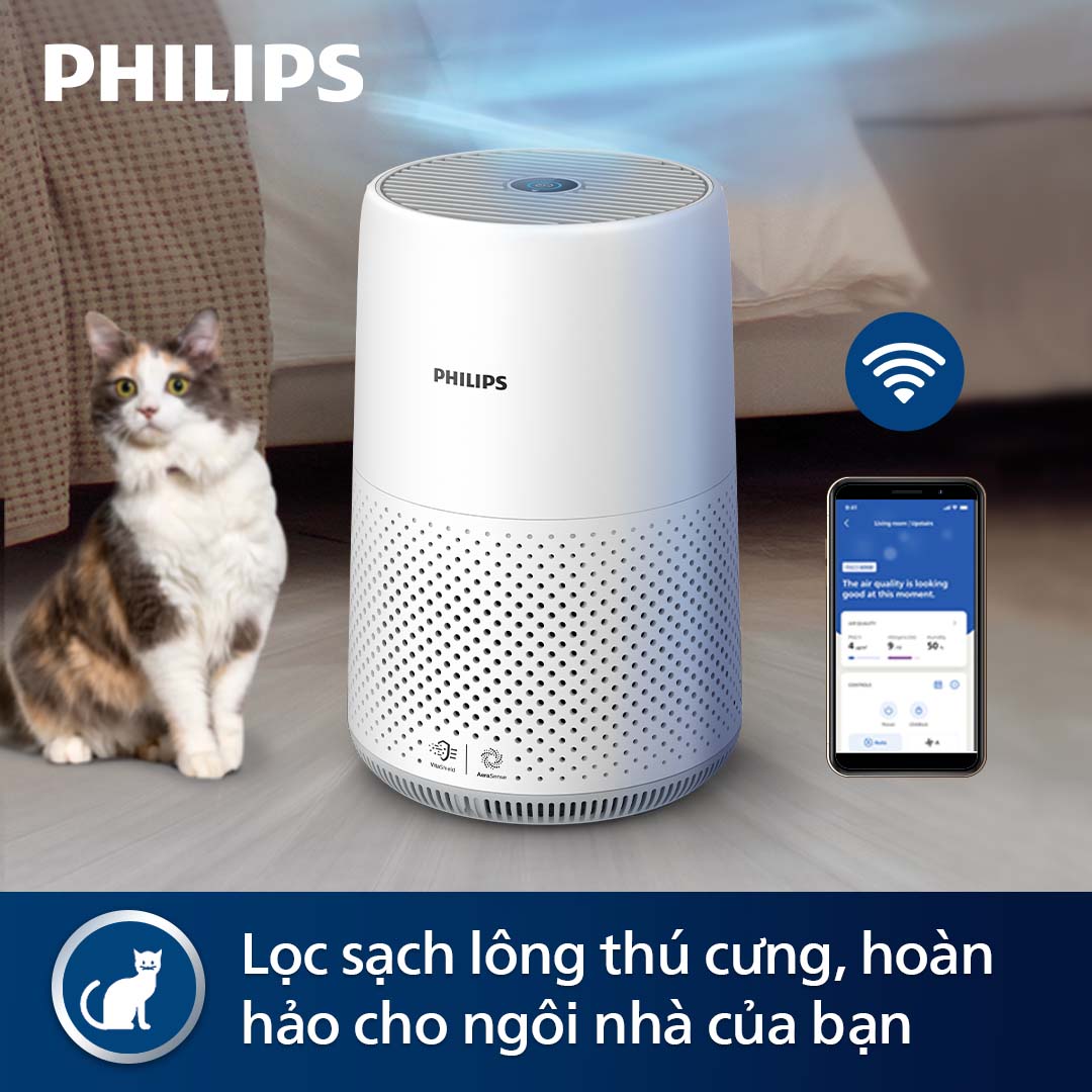 Máy Lọc Không Khí Philips AC0850/20, Diện Tích &lt;49m2 Lọc Bụi Mịn PM2.5, Hàng Chính Hãng