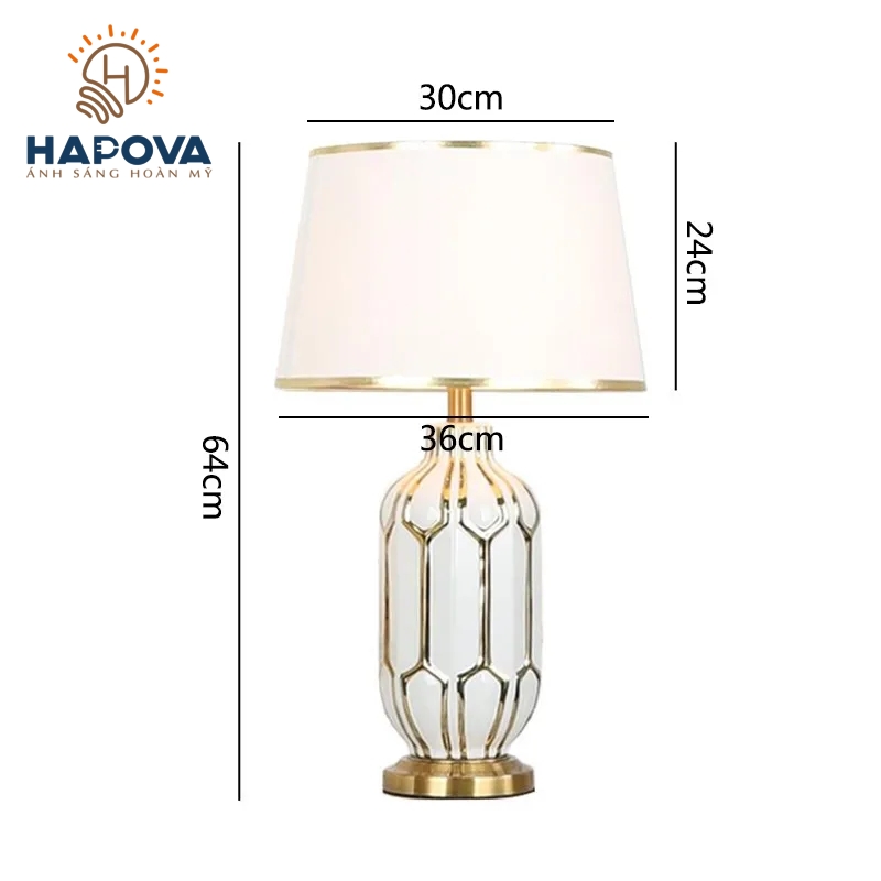 Đèn bàn ngủ cao cấp HAPAVO LAKI 2675 + Kèm bóng led chuyên dụng