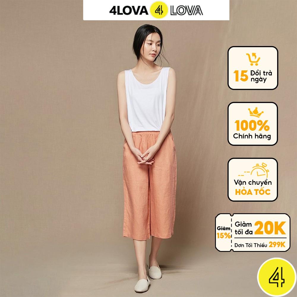 Quần lửng ống rộng culottes 4LOVA chất vải đũi xước cao cấp thoáng mát diện hè cho nữ