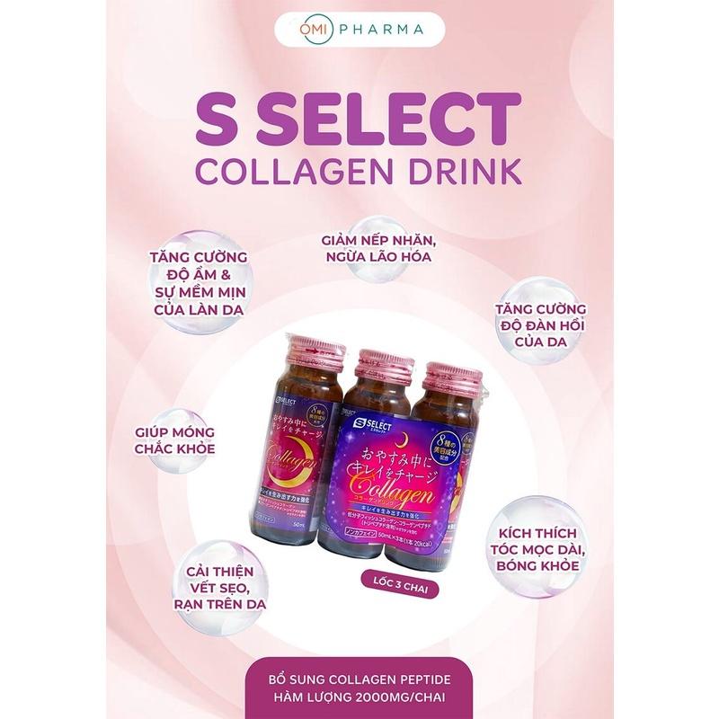 Combo 5 Hộp Nước Uống Đẹp Da Collagen S Select Nhật Bản Liệu Trình Trẻ Hóa, Dưỡng Sáng Da Hoàn Hảo