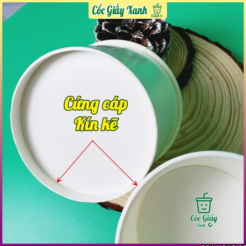 50 Tô Bát Giấy 300ml Trắng Trơn CÓ NẮP, Dùng 1 Lần, Giấy 2 Lớp PE Siêu Dày Dặn, Cứng Cáp