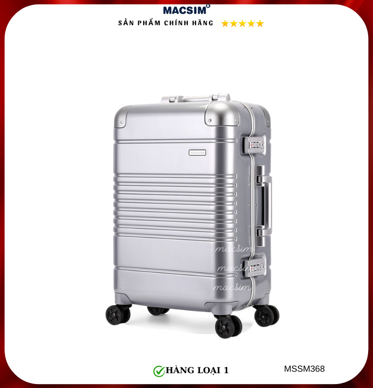 Vali cao cấp Macsim Smooire MSSM368cỡ 20 inch màu bạc - Hàng loại 1