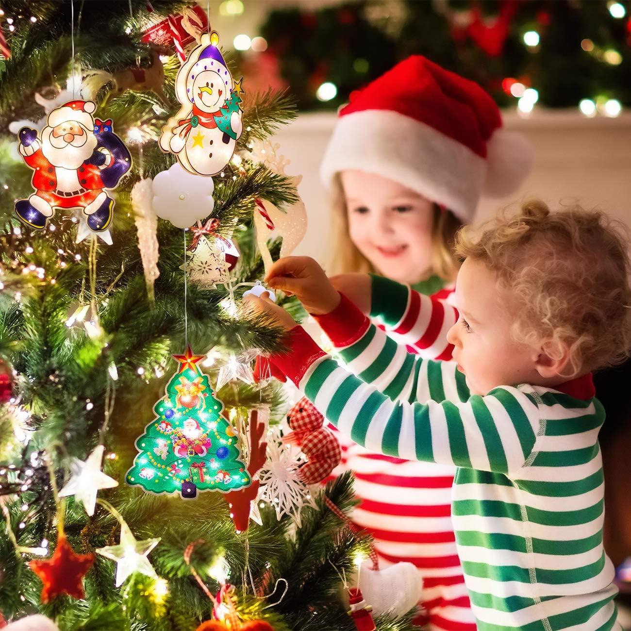 Đèn cửa sổ cốc hút Giáng sinh 3D, Đèn cốc hút cửa sổ Giáng sinh Đèn treo rèm LED Đèn trang trí Giáng sinh có pin để trang trí tiệc trên cây thông Noel-Trắng ấm