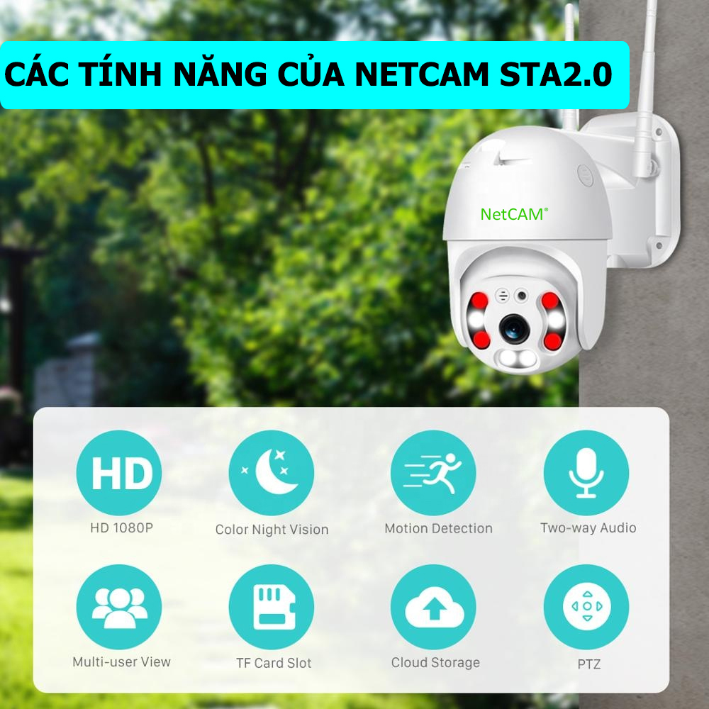 Camera IP Wifi Ngoài Trời Speed Dome NetCAM STA2.0 Full HD 1080P - Hàng Chính Hãng