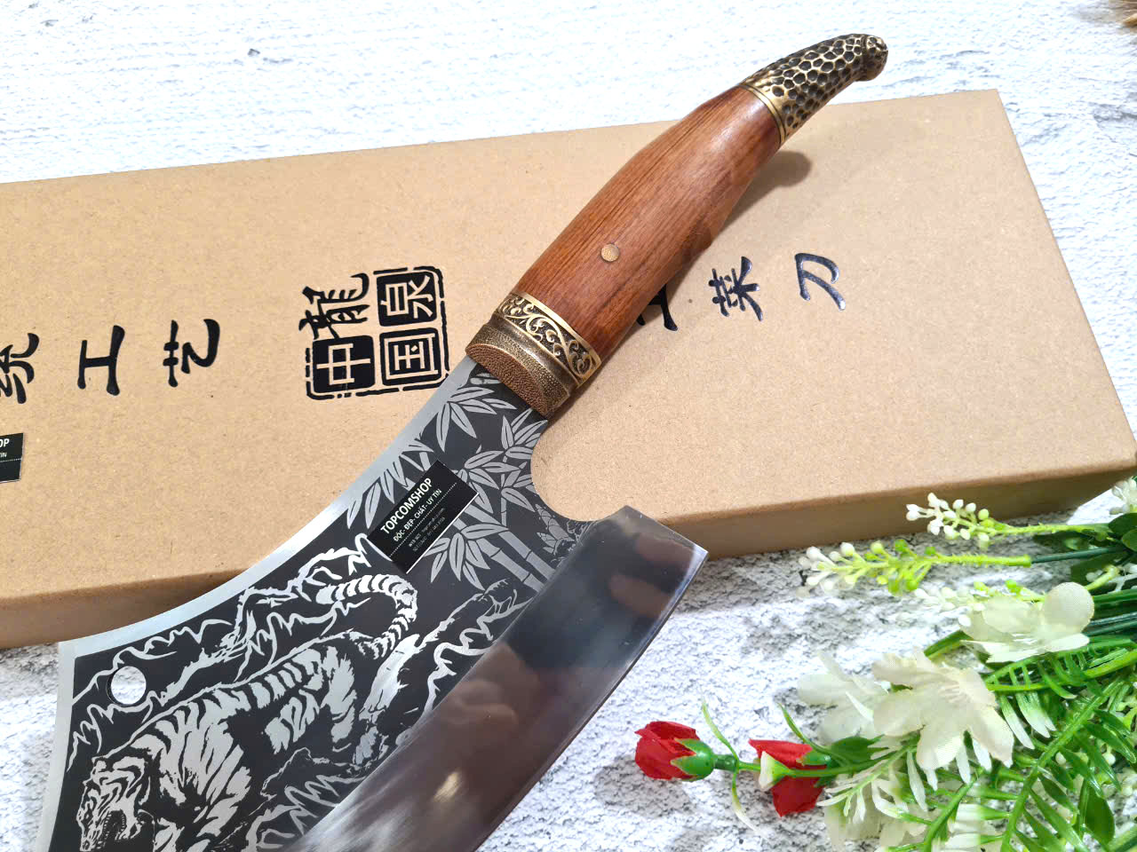 DAO BẾP - DAO THÁI CHẶT HOA VĂN HỔ DT150 ĐỘC 6996 topcomshop vn