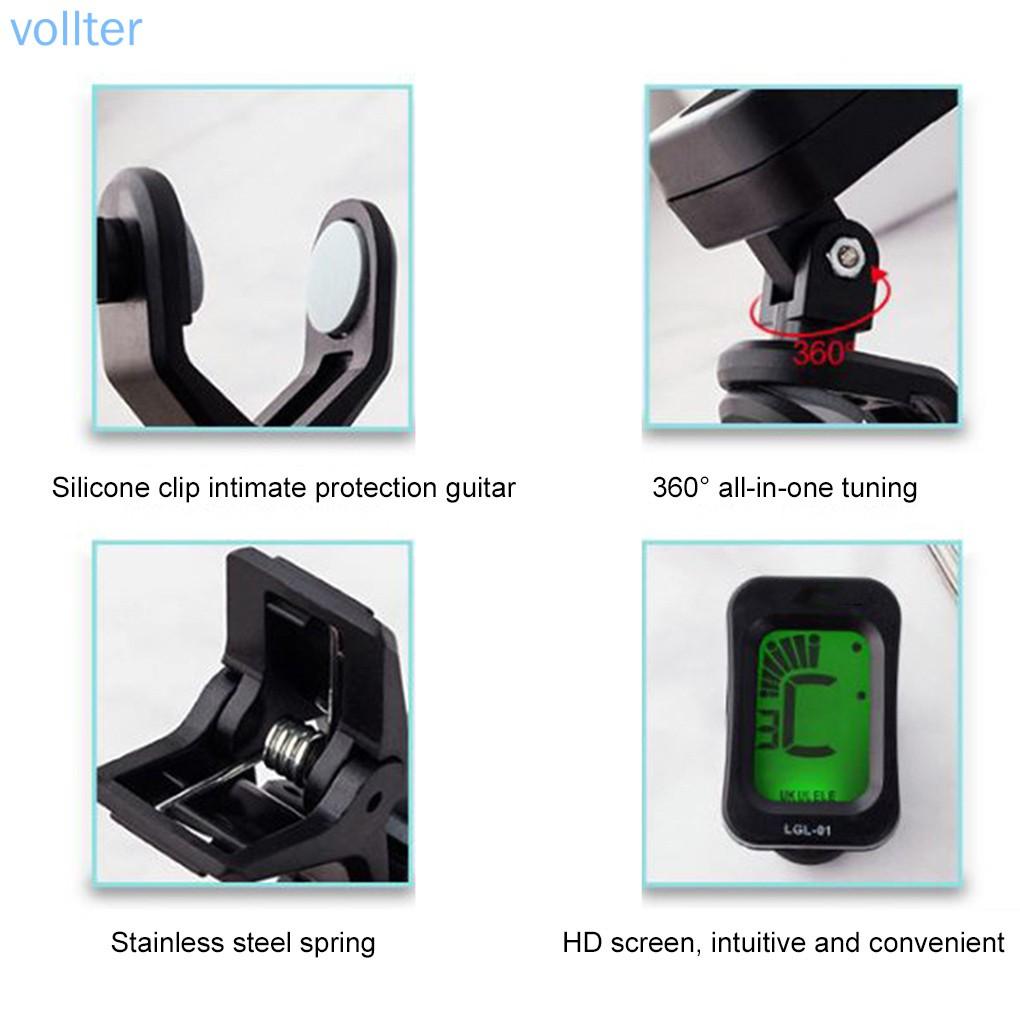 【Sản phẩm khuyến cáo】Portable Electric Digital Clip-on Tuner LCD Screen Clip Tuner for Guitar Bass Violin Ukulele