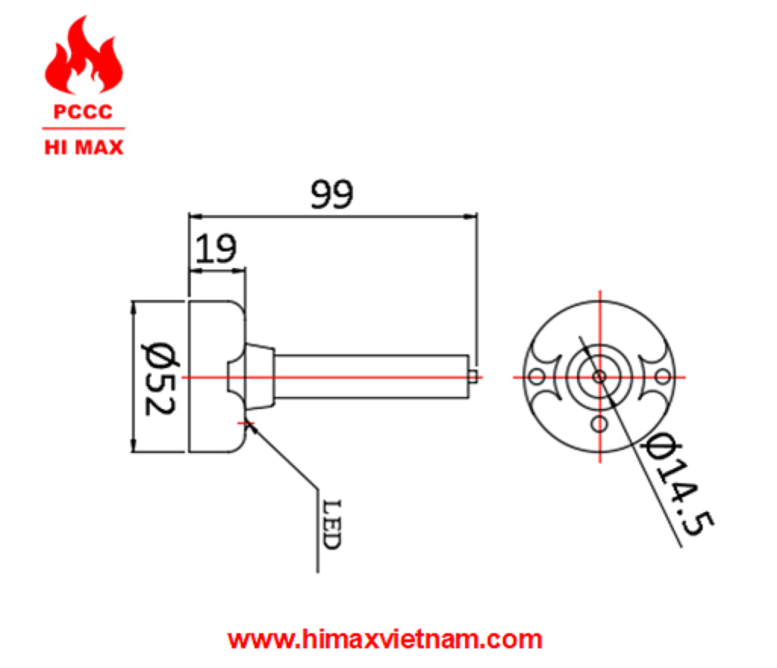 Đầu báo nhiệt chống nước hi max HD70S