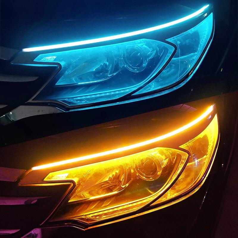 2 CÁI không thấm nước Linh hoạt phổ quát Đèn LED ô tô DRL Đèn chạy ban ngày Đèn pha chạy di động Thanh đèn LED Đèn xi nhan phanh