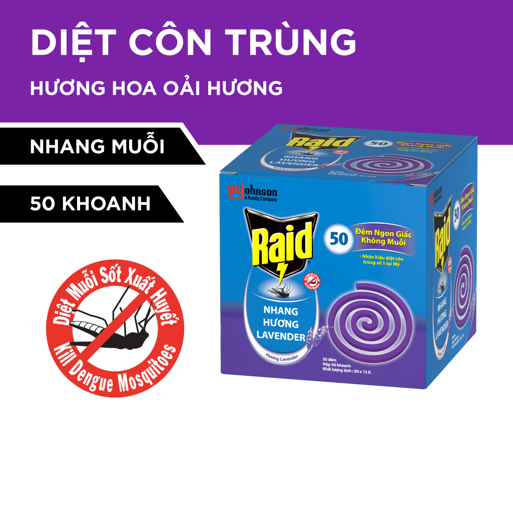 RAID Nhang diệt muỗi Hương Lavender - 50 khoanh