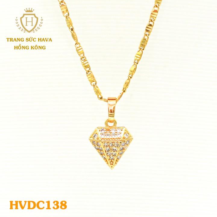 Dây Chuyền, Vòng Cổ Nữ Mặt Đính Đá Màu Trắng Xi Mạ Vàng Non Cao Cấp - Trang Sức Hava Hong Kong - HVDC138