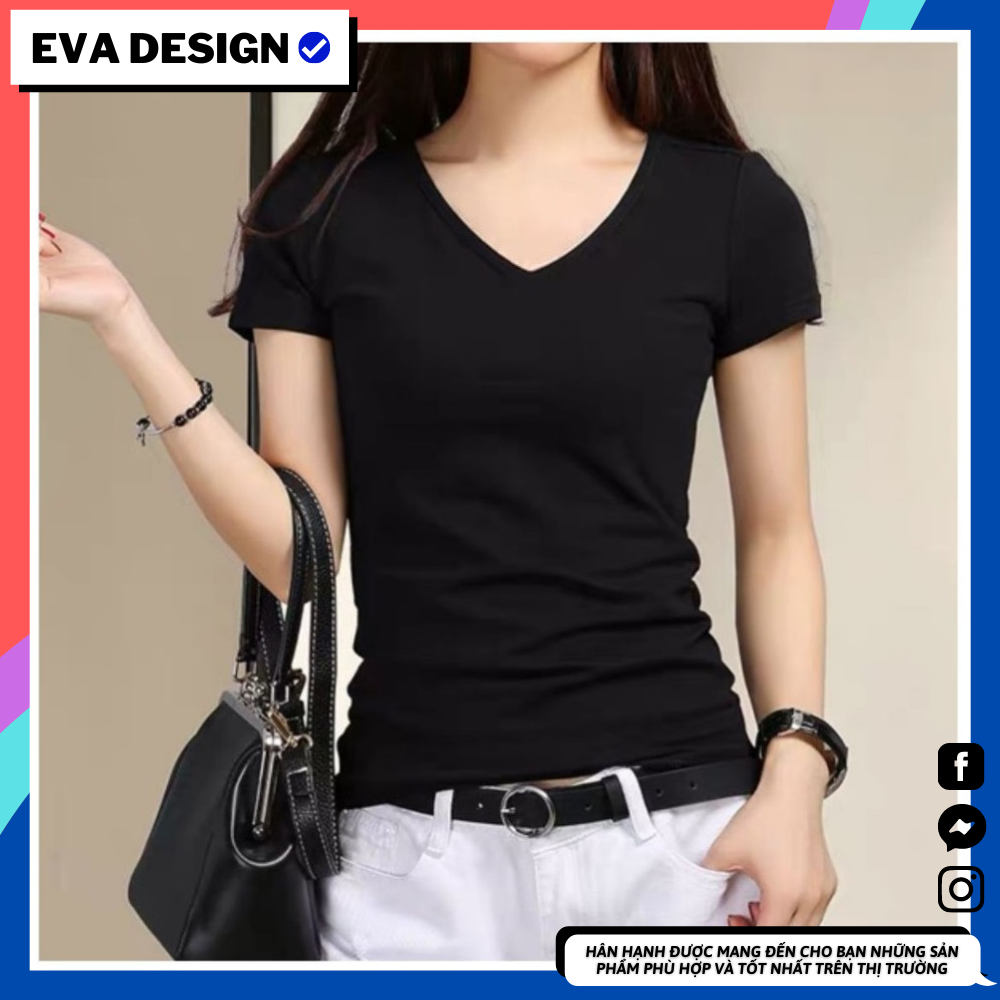 Áo thun cotton cổ tim{ co dãn 4 chiều} hàng cao cấp