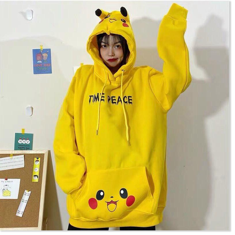 Áo hoddies pikachu form rộng có mũ cực đẹp , cute cho các bạn trẻ