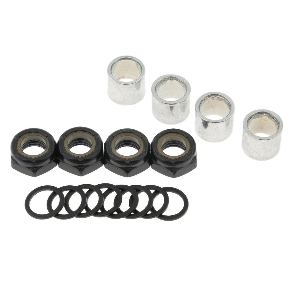 2x Skateboard Longboard Bearing Spacers Washers Rings Nuts Replacement Kit Outdoor Sports Small Tools Hardware