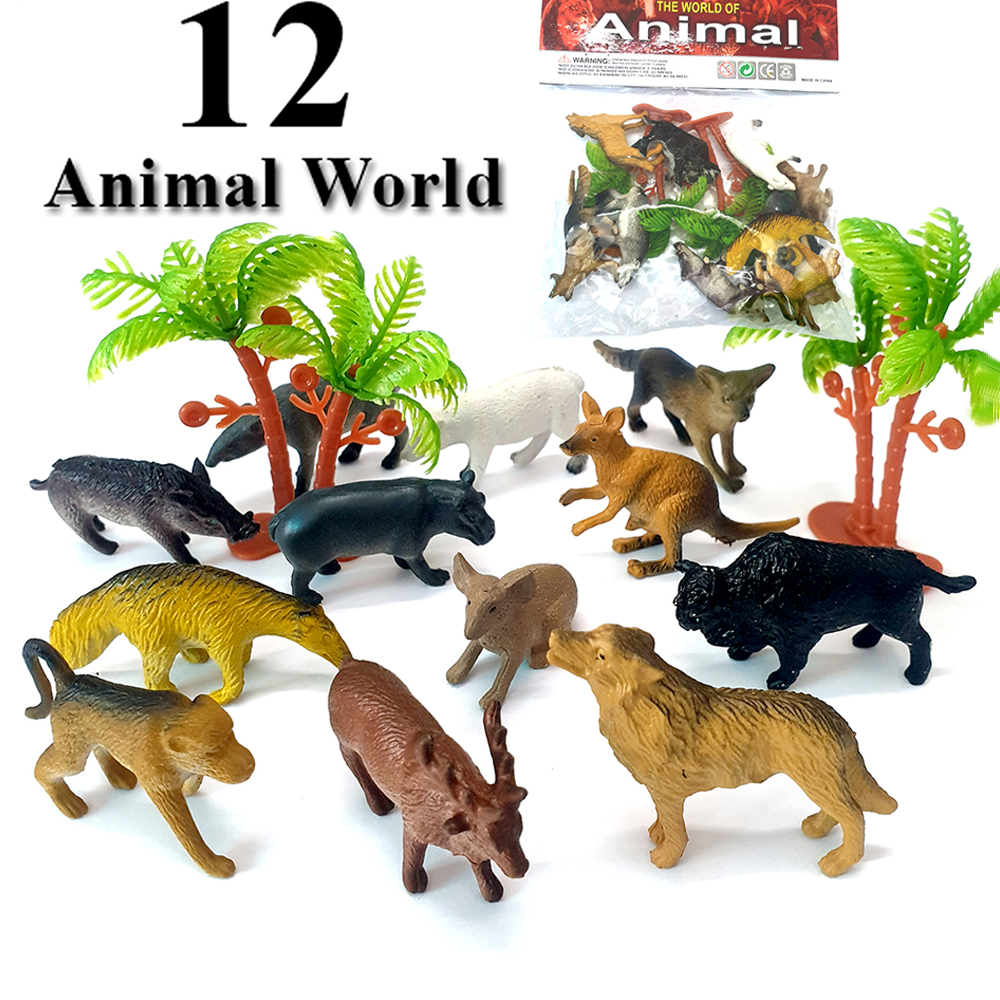 Đồ chơi mô hình thế giới động vật 60 chi tiết tặng kèm cây cỏ New4all Animal World (4-8 cm)