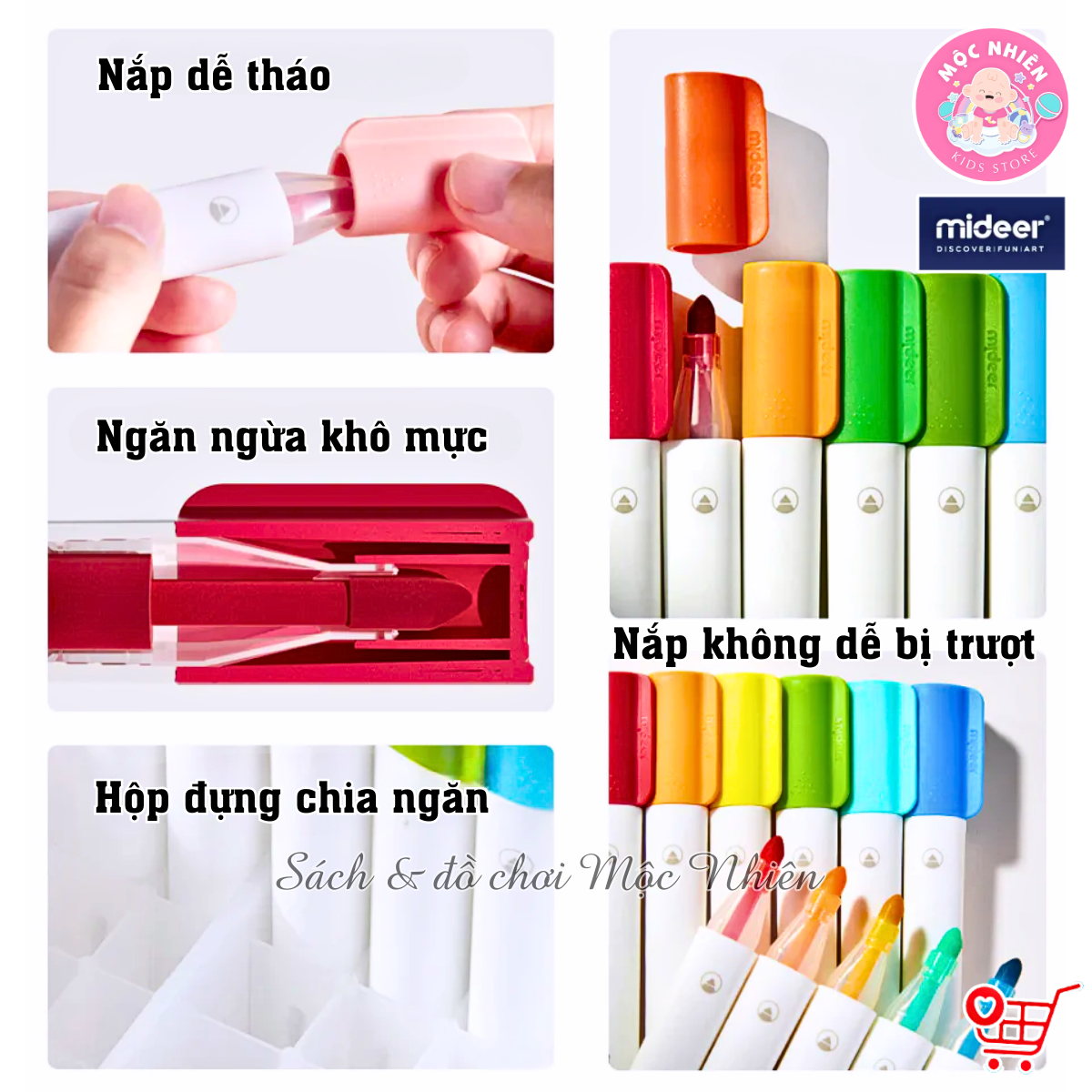 Bút lông màu nước xóa được an toàn cho bé Let's Paint Washable Marker Mideer