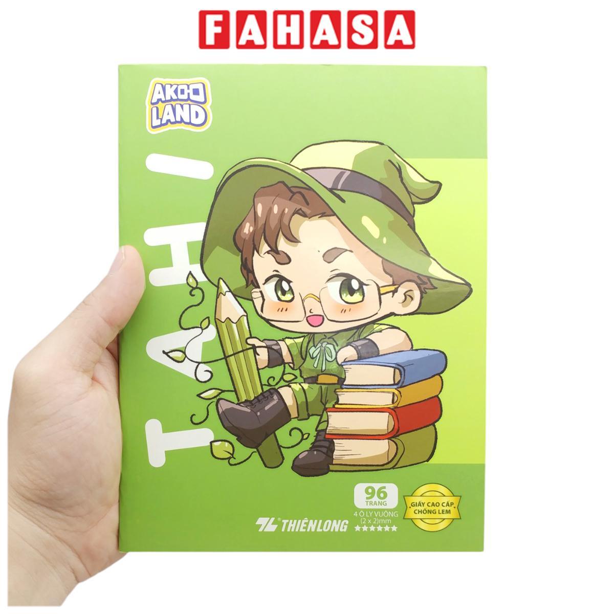 Tập Học Sinh Giấy Chống Lem - 4 Ô Ly Vuông - 96 Trang 120gsm - Thiên Long NB-121/AK - Nhân Vật Akooland Tahi