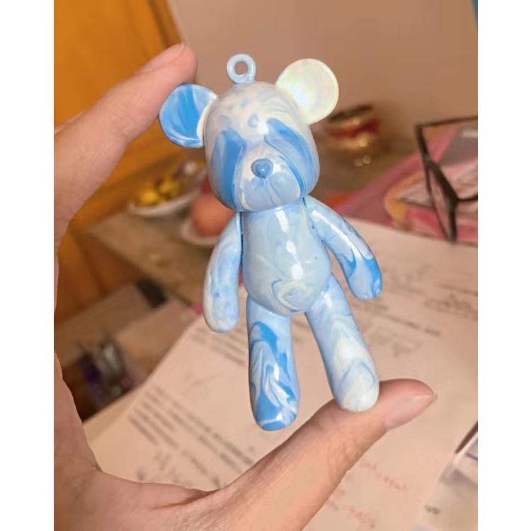 Set DIY đổ màu Acrylic pouring gấu bạo lực Bearbrick tự làm móc chìa khóa thủ công handmade quà tặng cho người yêu