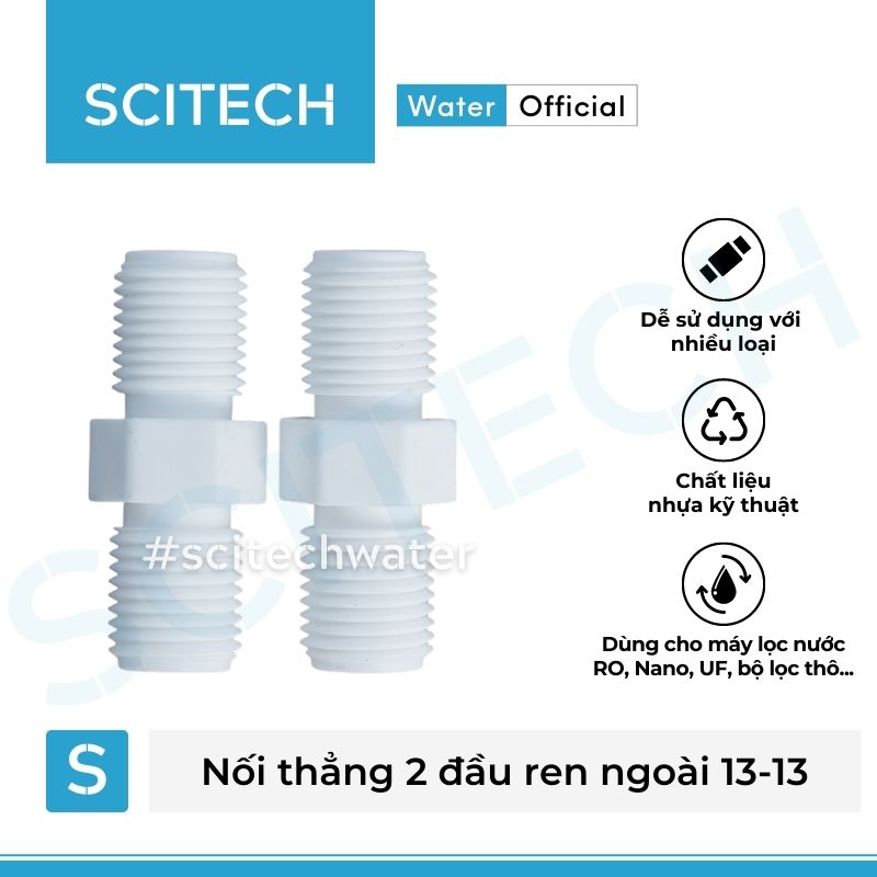 Nối thẳng 2 đầu ren 13/21/27 dùng trong máy lọc nước - Hàng chính hãng