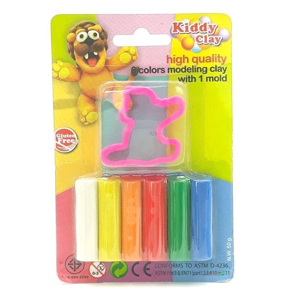 Đất Nặn Kiddy Clay 6 Màu + Khuôn Hình ST-50-6SM (Mẫu Màu Giao Ngẫu Nhiên)