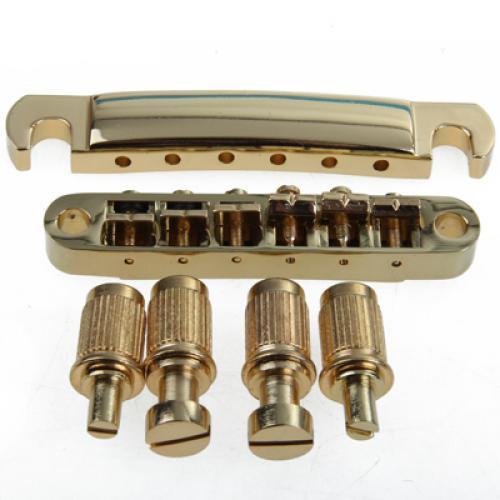 Gold Bridge Tailpiece + Sealed Humbucker Pickup Set for Les Paul Guitar