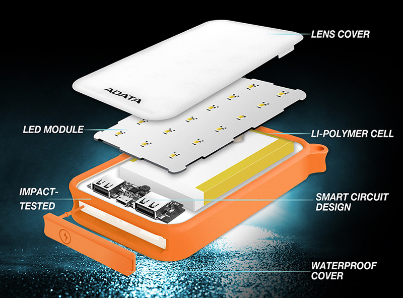 Pin sạc dự phòng 8000mAh ADATA D8000L (Cam) - Hàng Chính Hãng