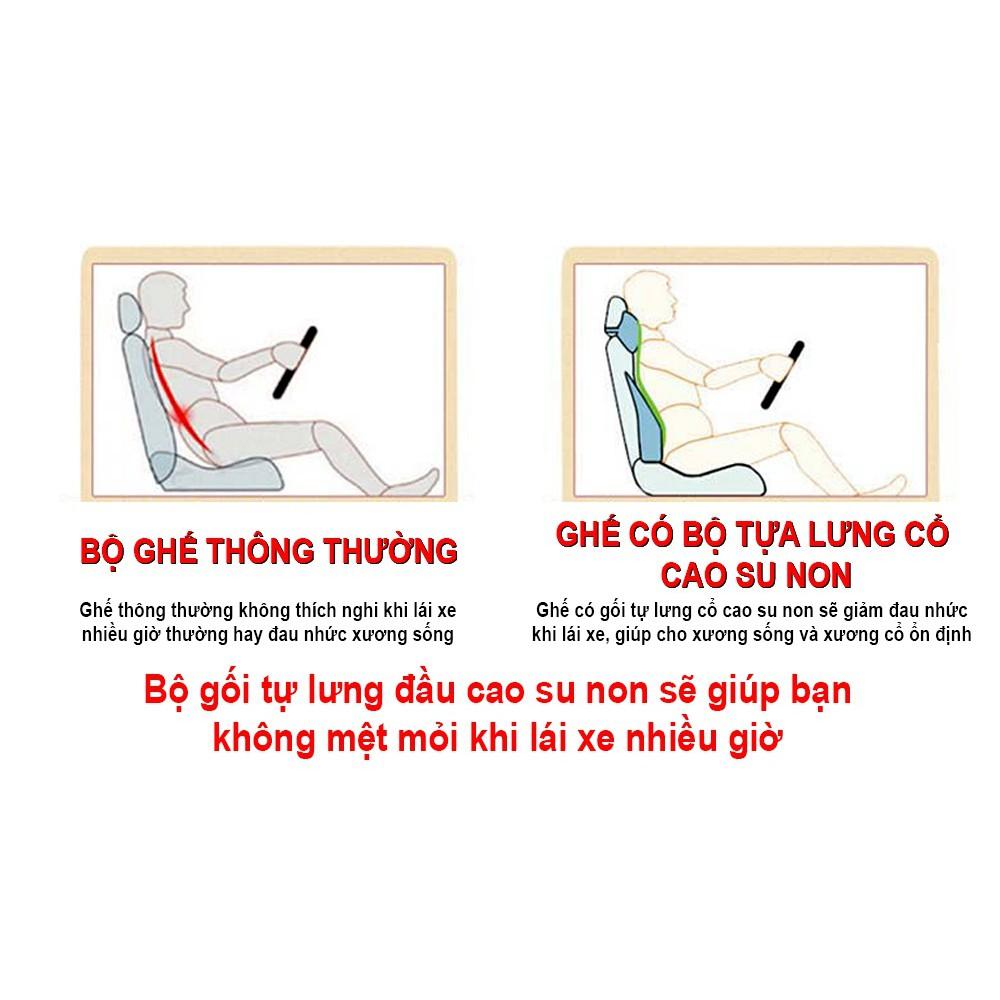 Gối Tựa Lưng Chất Liệu Cao Su Non Cao Cấp Dùng Trên Xe Hơi, Ô Tô Mã - B01: Màu Đen và Ghi