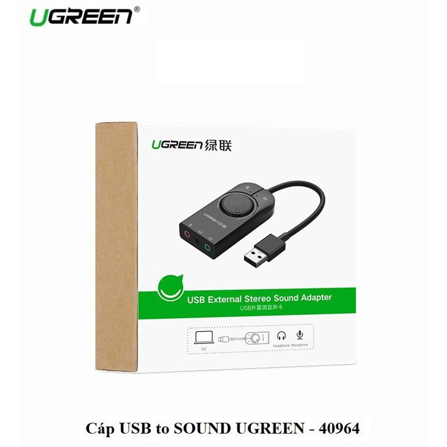 Cáp USB Sound Ugreen 40964 chuẩn 3.5mm có Volume control chính hãng - Hàng Chính Hãng