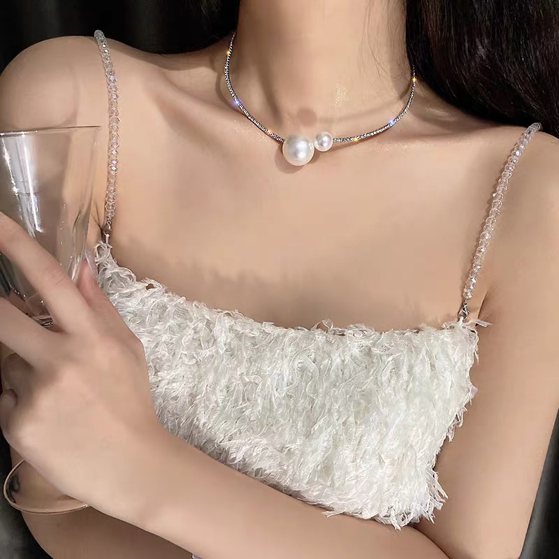 Vòng Cổ Choker Đính Ngọc Trai Cao Cấp Sang Trọng Thời Trang Hàn Quốc